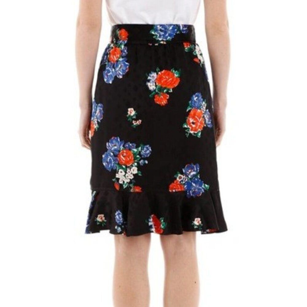 Tory Burch Floral SILK WRAP RUFFLE SKIRT WITH BELT in Black - Size 4 - Picture 6 of 16